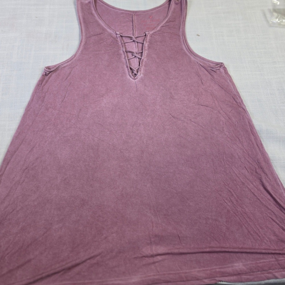 American Eagle Soft & Sexy Lace Up Tank Top Mauve Purple Small S/P Sleeveless